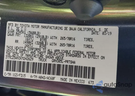 2019 Toyota Tacoma Trd Off Road z USA, uszkodzony, nr VIN 3TMCZ5AN3KM242629